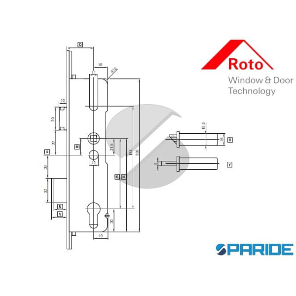 SERRATURA C500 E 35 F 16 I85 492001 ROTO 4 NOTTOLINI SCROCCO CATENACCIO PROLUNGABILE