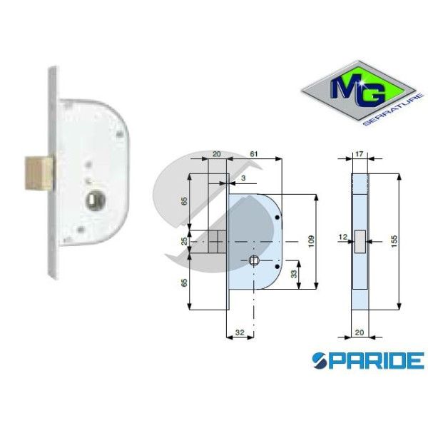 SERRATURA CANCELLO E 32 124320000 MG INFILARE