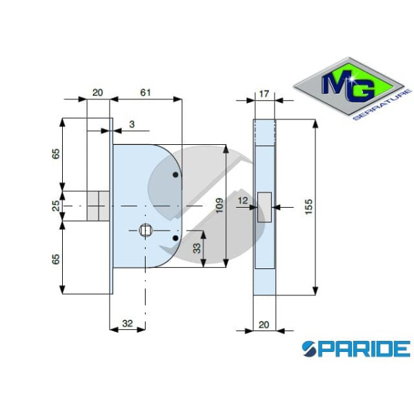SERRATURA CANCELLO E 32 124320000 MG INFILARE