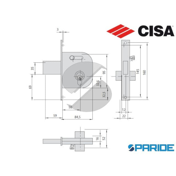 SERRATURA CANCELLO E 50 42032 INFILARE CISA CILINDRO