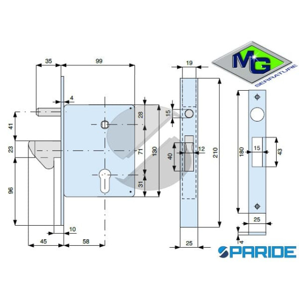 SERRATURA CANCELLO E 58 566580000 MG GANCIO SPORGENTE
