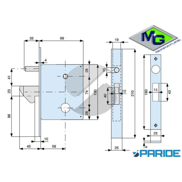 SERRATURA CANCELLO E 58 573580000 MG GANCIO SPORGENTE