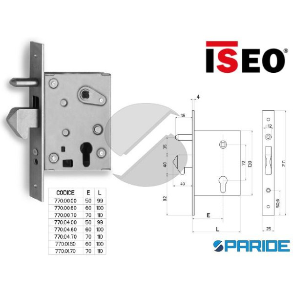 SERRATURA CANCELLO E 60 770 INOX FIAM GANCIO CILIN...