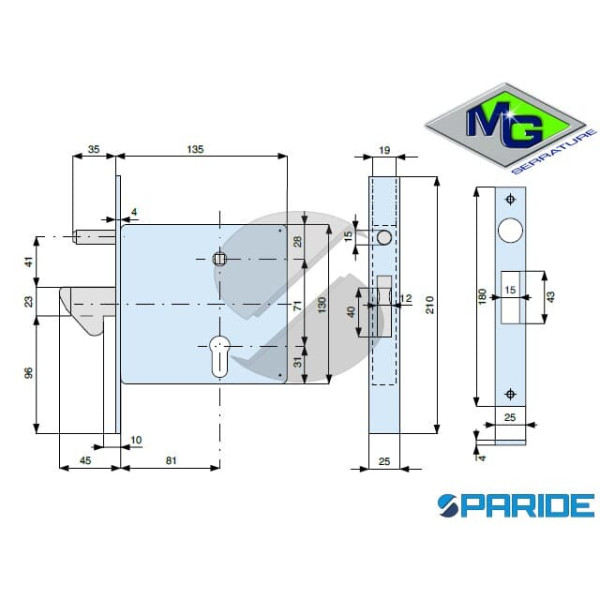 SERRATURA CANCELLO E 81 568810000 MG GANCIO SPORGENTE