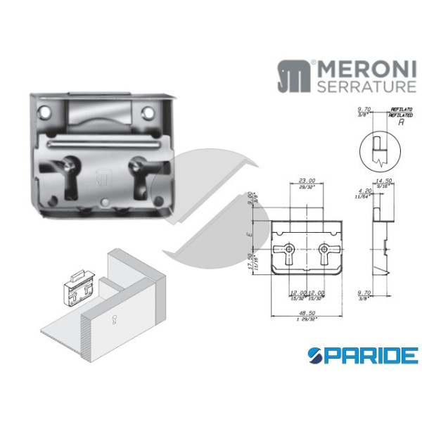 SERRATURA CASSETTI E 25 MERONI M42CC25 APPLICARE