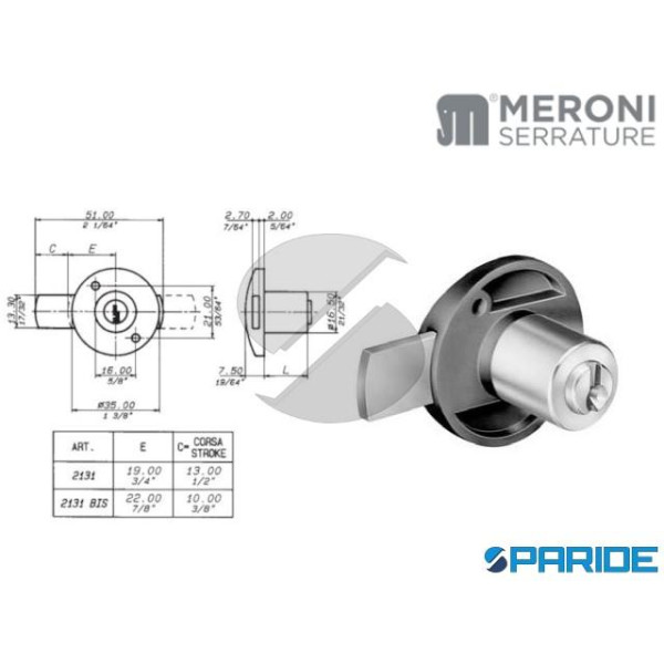 SERRATURA DA APPLICARE 2131 MERONI CON CILINDRO L ...