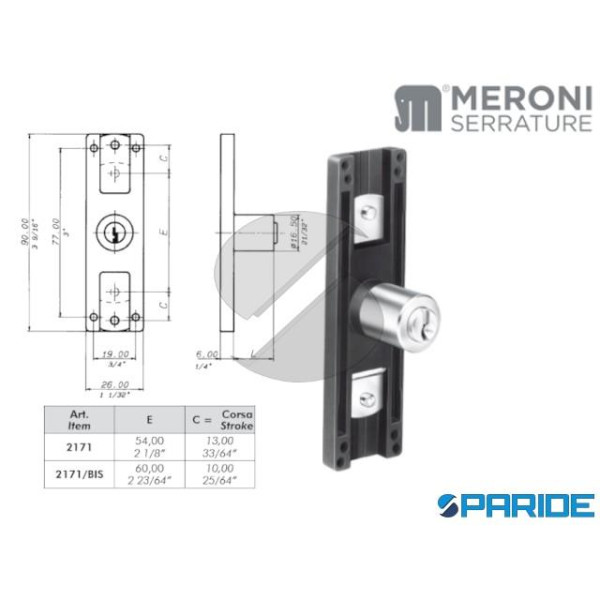 SERRATURA DA APPLICARE 2171 MERONI CON CILINDRO PE...