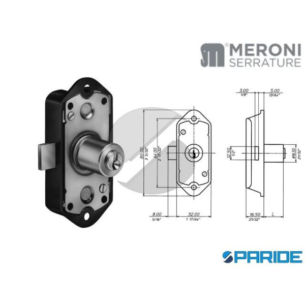 SERRATURA DA APPLICARE 2193W MERONI CON CILINDRO L...
