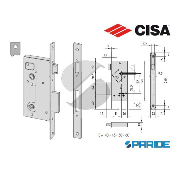 SERRATURA DOPPIA MAPPA E 50 57211 CISA