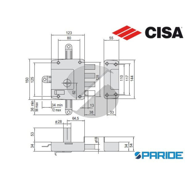 SERRATURA DOPPIA MAPPA E 60 57177 DESTRA QUINTUPLICE CISA