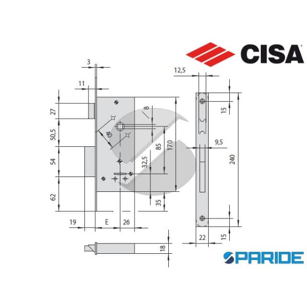 SERRATURA DOPPIA MAPPA E 60 57211 CISA