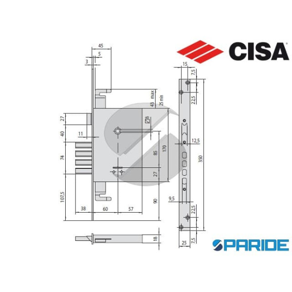 SERRATURA DOPPIA MAPPA E 60 57265 CISA
