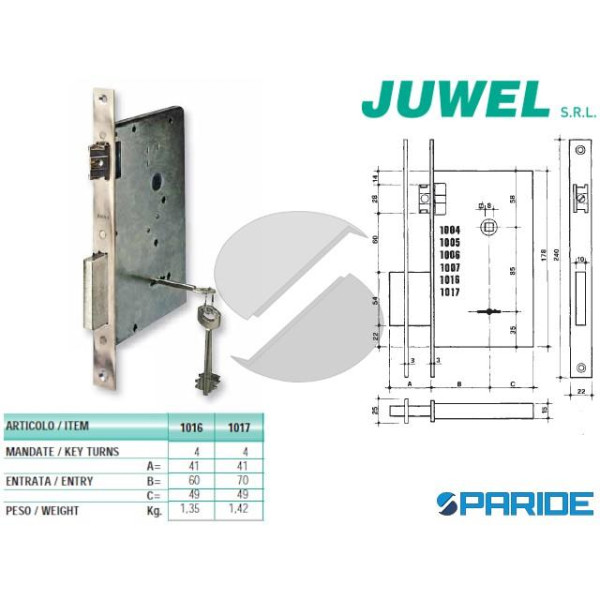 SERRATURA DOPPIA MAPPA E 70 1017 JUWEL INFILARE 4 ...