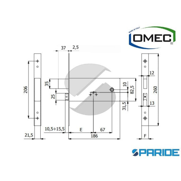 SERRATURA DOPPIA MAPPA E 90 5930 F22 OMEC FASCE