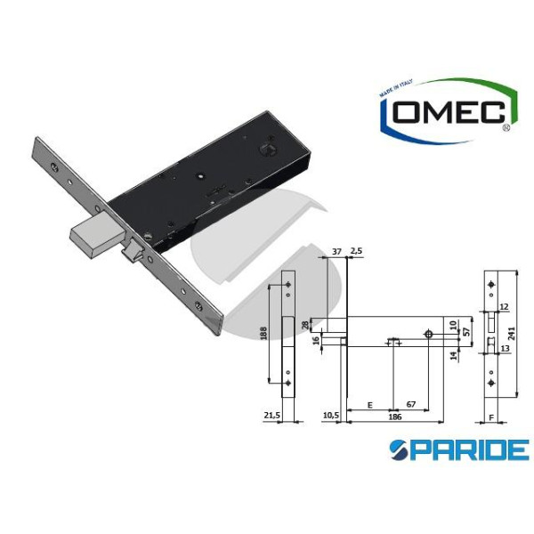 SERRATURA DOPPIA MAPPA E 90 5950 F25 OMEC FASCE