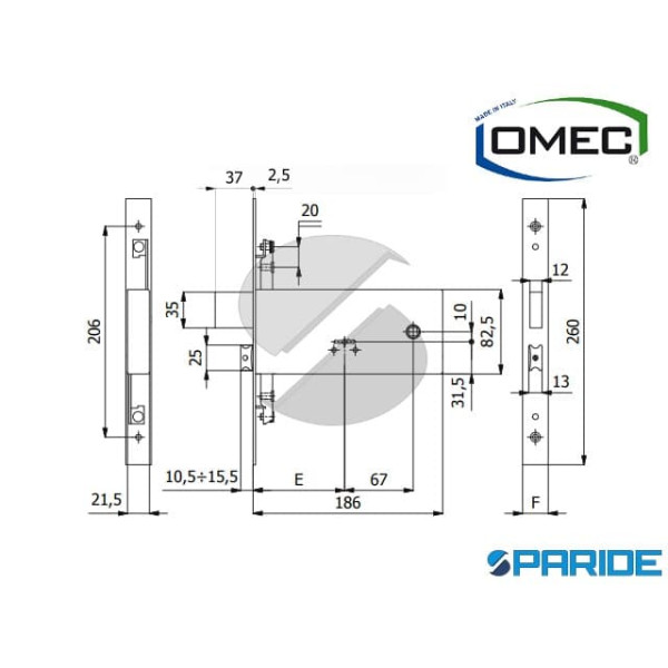 SERRATURA DOPPIA MAPPA E 90 5960 OMEC FASCE