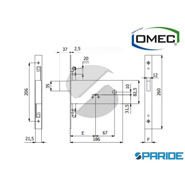 SERRATURA DOPPIA MAPPA E 90 5961 OMEC FASCE