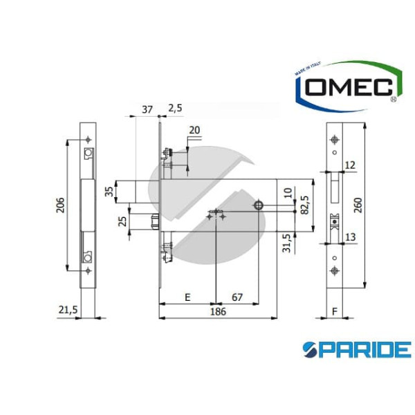 SERRATURA DOPPIA MAPPA E 90 5965 OMEC FASCE
