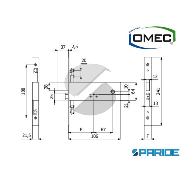 SERRATURA DOPPIA MAPPA E 90 5975 OMEC FASCE