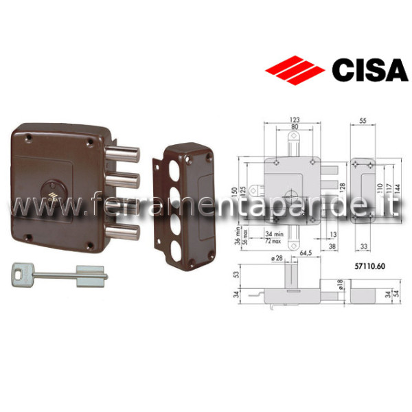 SERRATURA DOPPIA MAPPA E64 57110 DESTRA CISA  CATE...