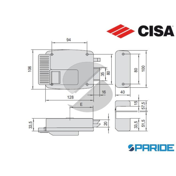 SERRATURA ELETTRICA E 50 11610 N7 DESTRA CISA CON PULSANTE