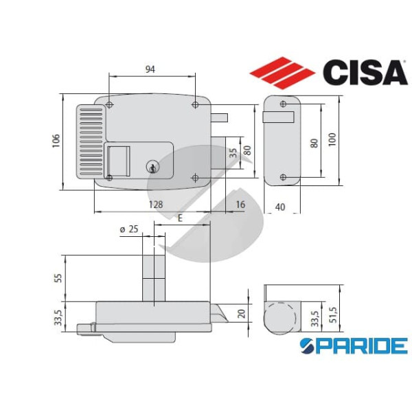 SERRATURA ELETTRICA E 60 11721 N7 DESTRA CISA
