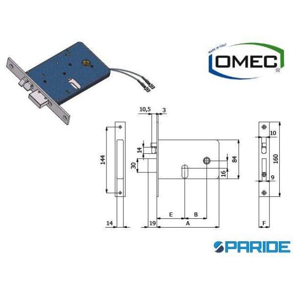 SERRATURA ELETTRICA E 60 378 DX OMEC FASCIA