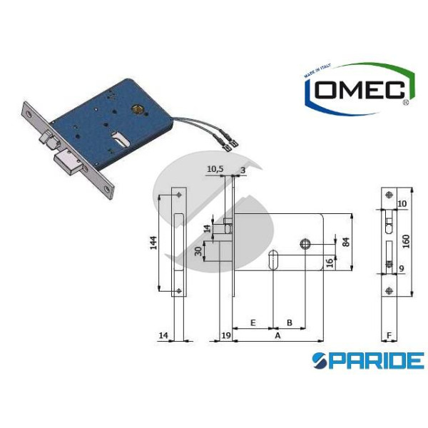 SERRATURA ELETTRICA E 60 378 SX OMEC FASCIA