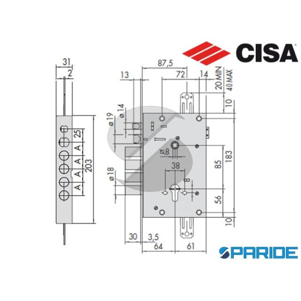 SERRATURA ELETTRICA E 64 15515 27 BZ CISA SP 33 APPLICARE A CILINDRO REVOLUTION PRO