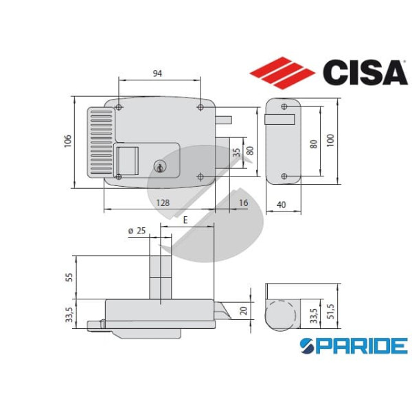 SERRATURA ELETTRICA E 70 11731 N7 DESTRA CISA PULSANTE