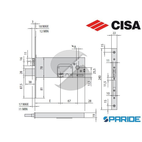 SERRATURA ELETTRICA E 90 17352 INFILARE CISA DOPPIA MAPPA
