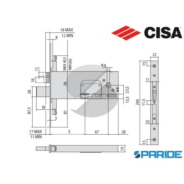 SERRATURA ELETTRICA E 90 17357 INFILARE CISA DOPPIA MAPPA