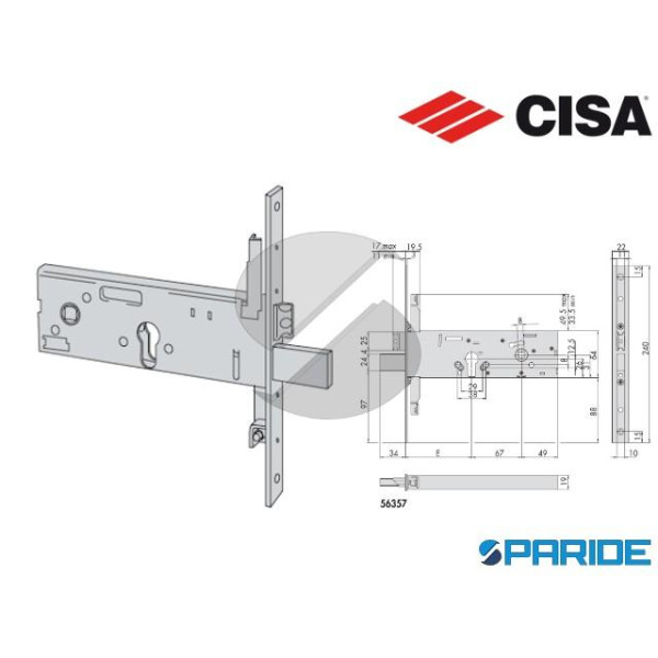 SERRATURA FASCIA E 100 56357 CILINDRO CISA