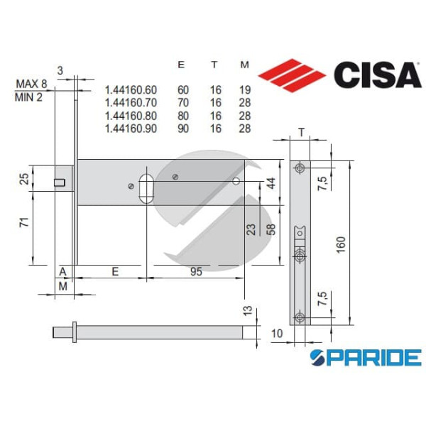 SERRATURA FASCIA E 60 44160 INFILARE CISA