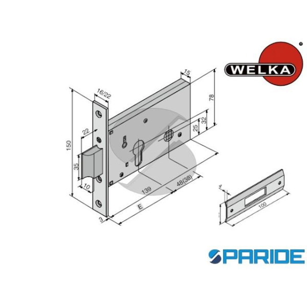 SERRATURA FASCIA E 60 F 16 12160010 WELKA