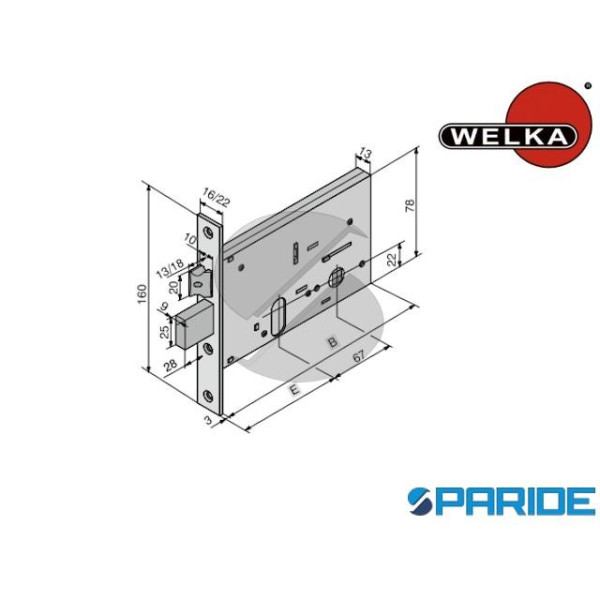 SERRATURA FASCIA E 80 F 16 13680010 WELKA REGOLABILE