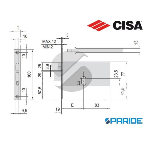 SERRATURA FASCIA E 90 44470 INFILARE CISA
