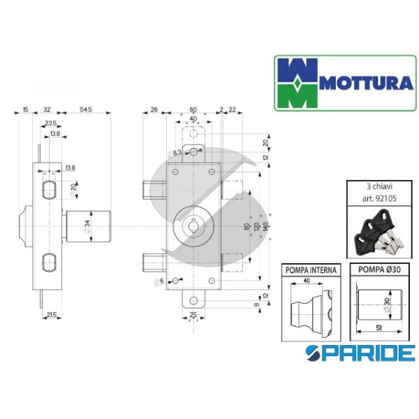 SERRATURA FERROGLIETTO L 50 34335N500XE DOPPIA POMPA MOTTURA NERO