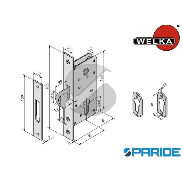 SERRATURA GANCIO E 30 02630000 WELKA OTTONAT A