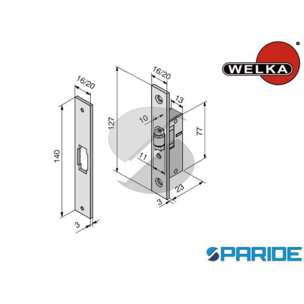 SERRATURA INFILARE E 15 11415010 RULLO WELKA ACCIA...