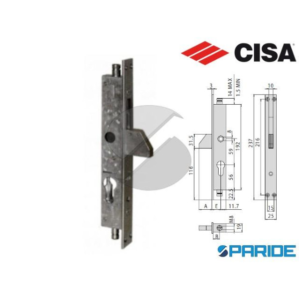 SERRATURA INFILARE E 19 46305 CISA CILINDRO PER PE...