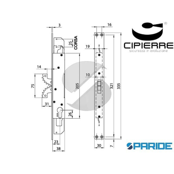 SERRATURA INFILARE E 23 BUNKERLOCKS 4044 CIPIPIERRE INOX TUBOLARE DA 40 MM BOCCO CILINDRO