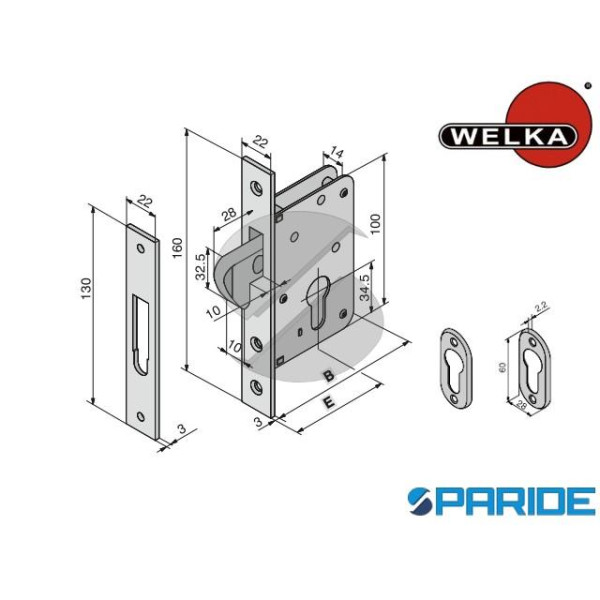 SERRATURA INFILARE E 25 02525000 GANCIO WELKA