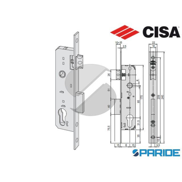 SERRATURA INFILARE E 25 44661 MONTANTE CISA (EX 44...