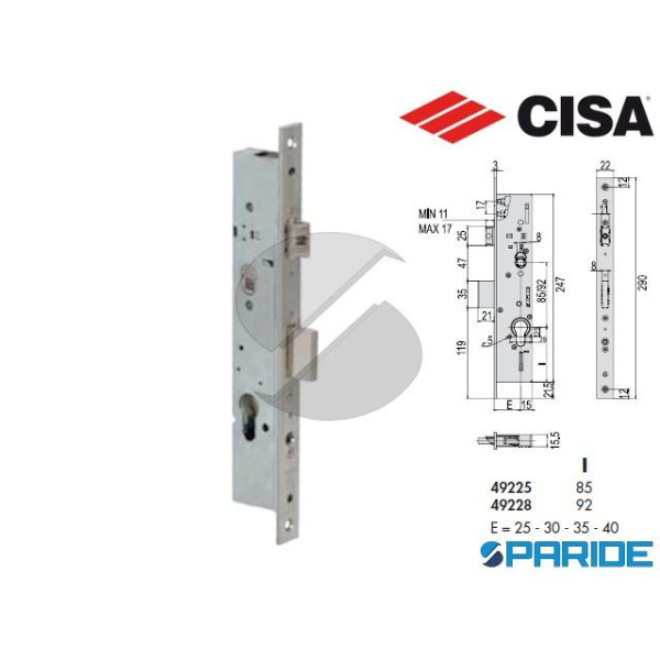 SERRATURA INFILARE E 25 49225 CISA MONTANTE AD ING...