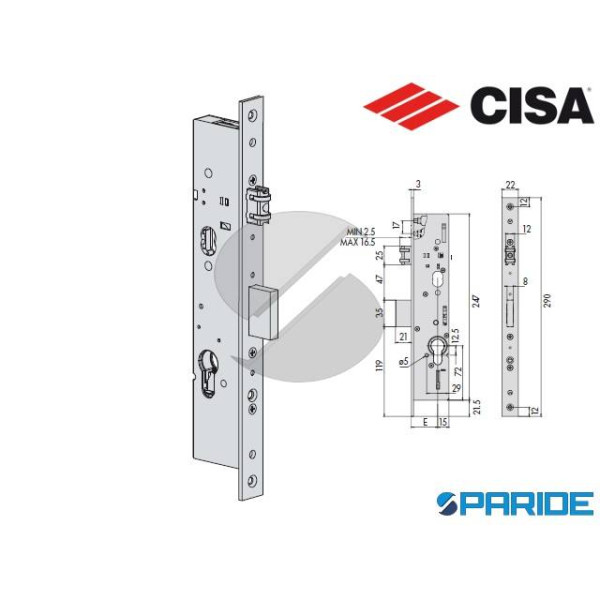 SERRATURA INFILARE E 25 49250 CISA MONTANTE AD ING...