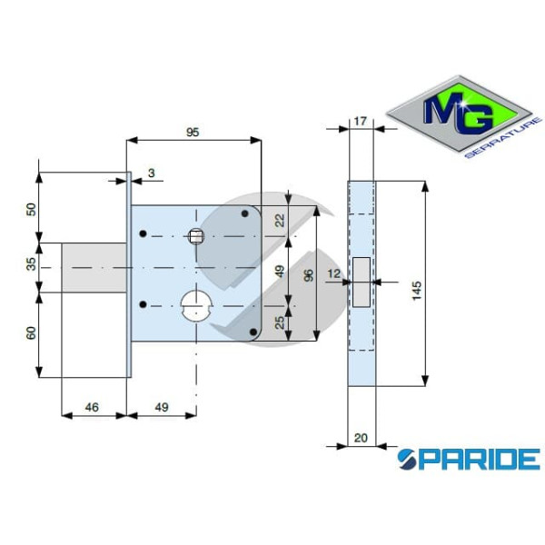 SERRATURA INFILARE E 49 134500000 MG PER CANCELLI