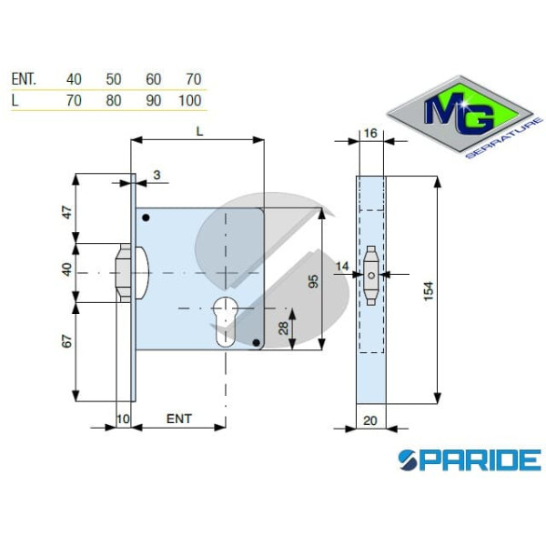 SERRATURA INFILARE E 60 271600AL0 MG OTTONATA CON RULLO