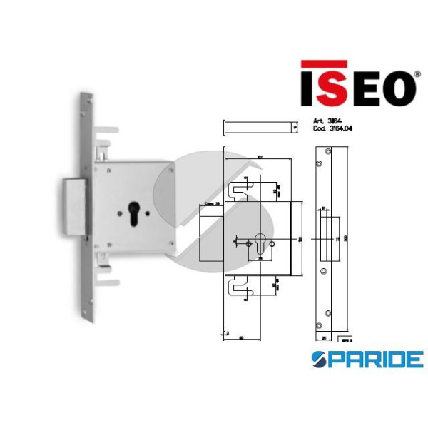 SERRATURA INFILARE E 60 3164N ISEO CILINDRO 316404...