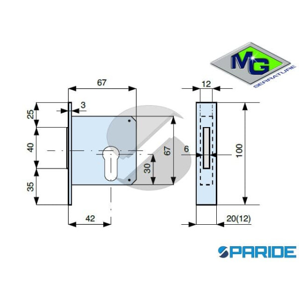 SERRATURA INFILARE PORTE VETRO 545421LV0 MG F12 OTTONE LUCIDO